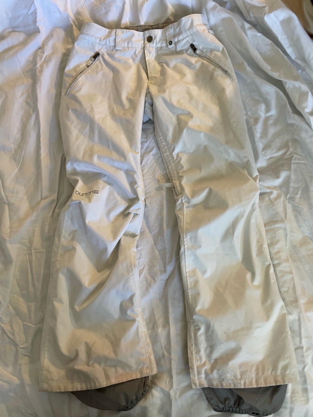 Burton White Snow Pants with Zip Pockets